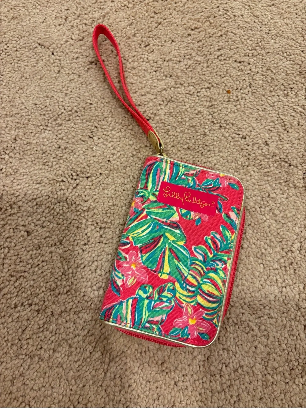 Lilly Pulitzer Coral Floral Wristlet
